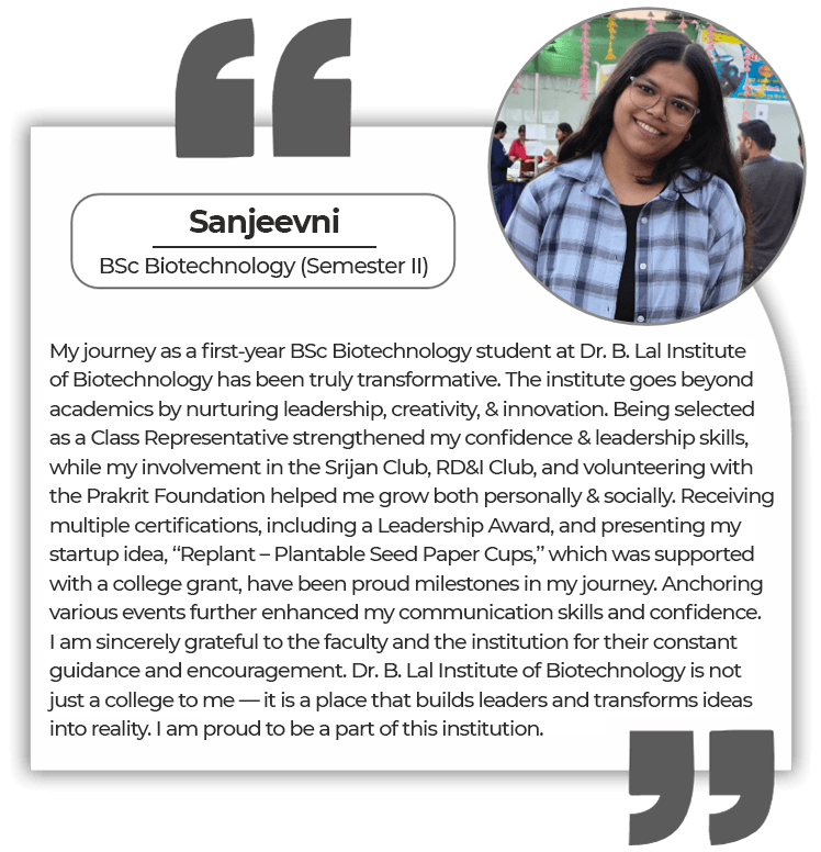 Alumnus shares how Dr. B. Lal Institute of Biotechnology helped him secure a microbiologist job before graduation.