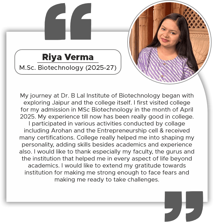 Alumnus shares how Dr. B. Lal Institute of Biotechnology helped him secure a microbiologist job before graduation.