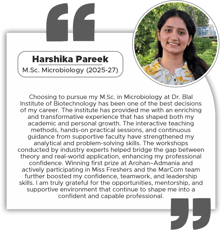 Alumnus shares how Dr. B. Lal Institute of Biotechnology helped him secure a microbiologist job before graduation.