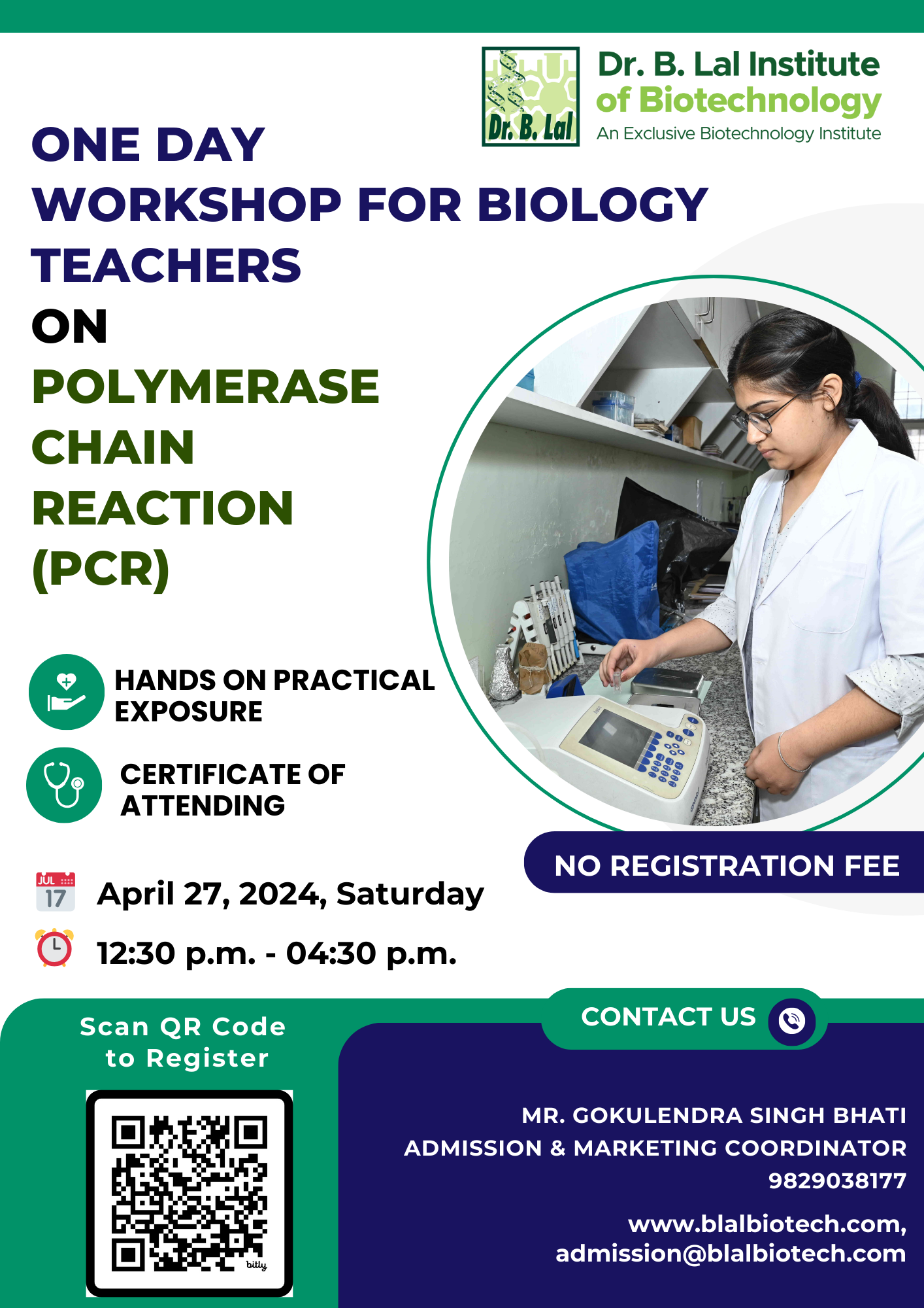 One Day Workshop for School Biology Teachers on Polymerase Chain Reaction
