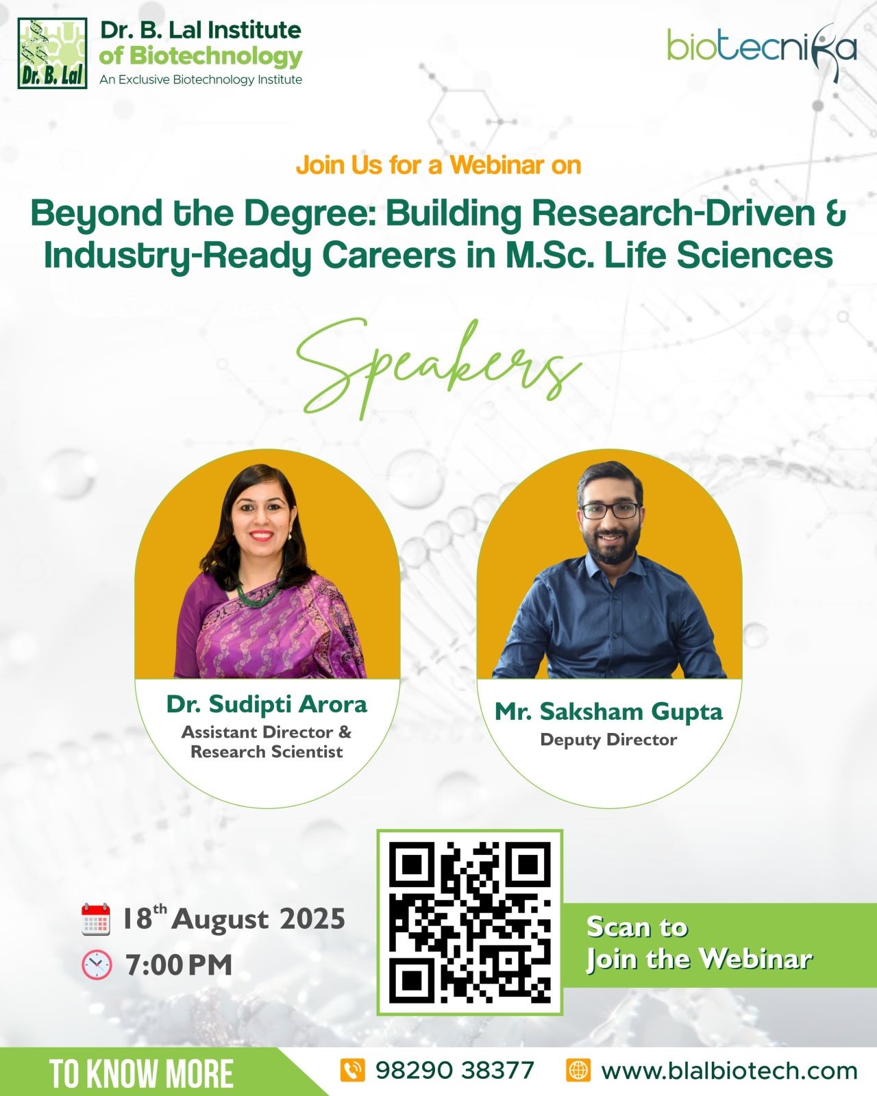 Join us for an exclusive webinar in collaboration with BioTecNika on "Beyond the Degree: Building Careers in MSc”, on Monday, 18th August 2025, from 7:00 PM.