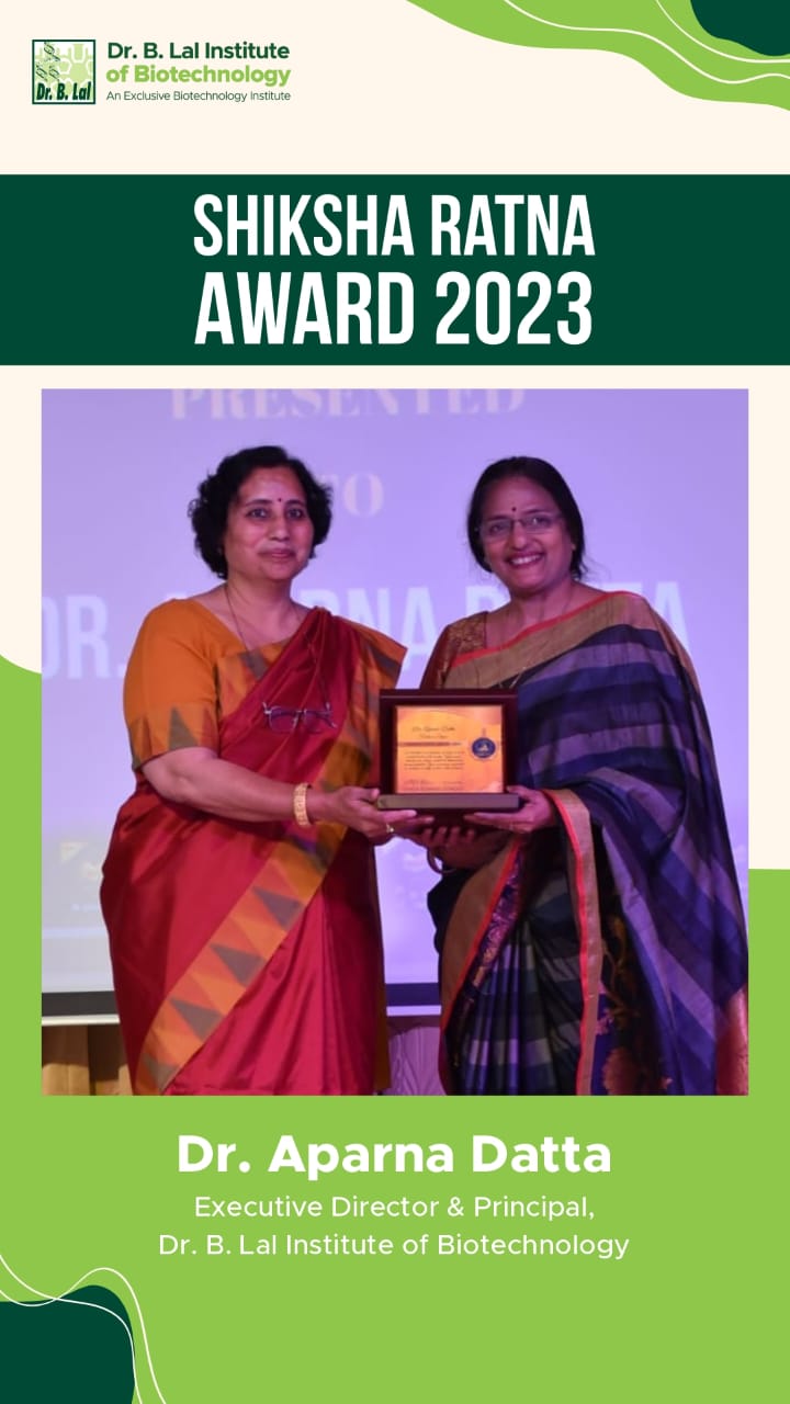 Dr. Aparna Datta being awarded with Shiksha Ratan Award 2023 by Taxila Business School