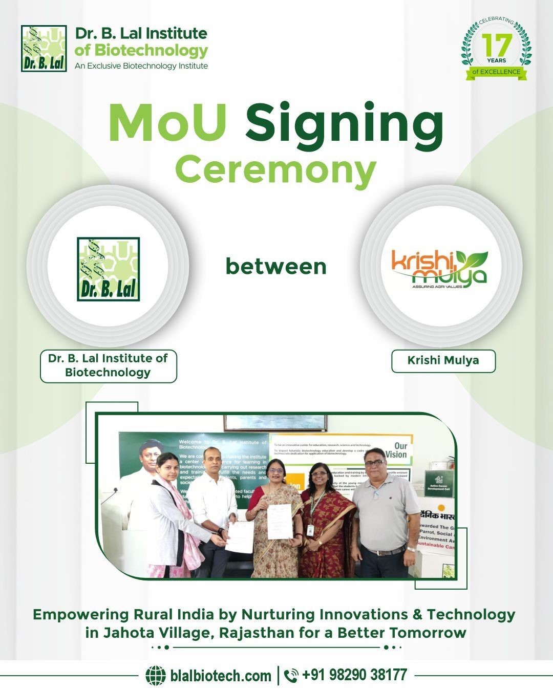 BIBT has signed an MoU with Krishi Mulya, marking a major step toward sustainable rural development!