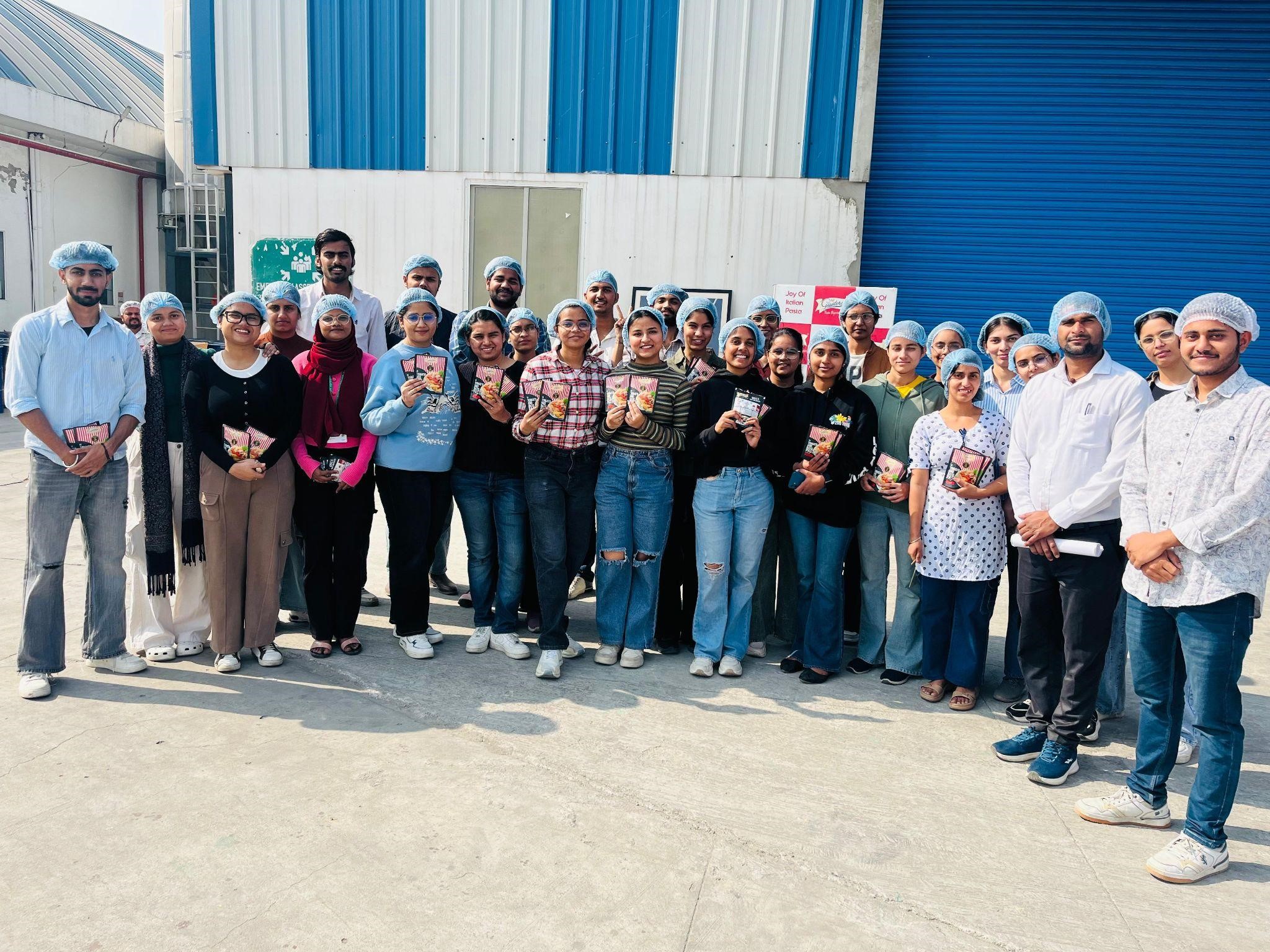 Our students had an industrial visit to Gustora Foods Pvt. Ltd., Bagru. They learned about food manufacturing processes up close and gained first-hand exposure to real-time industry practices.