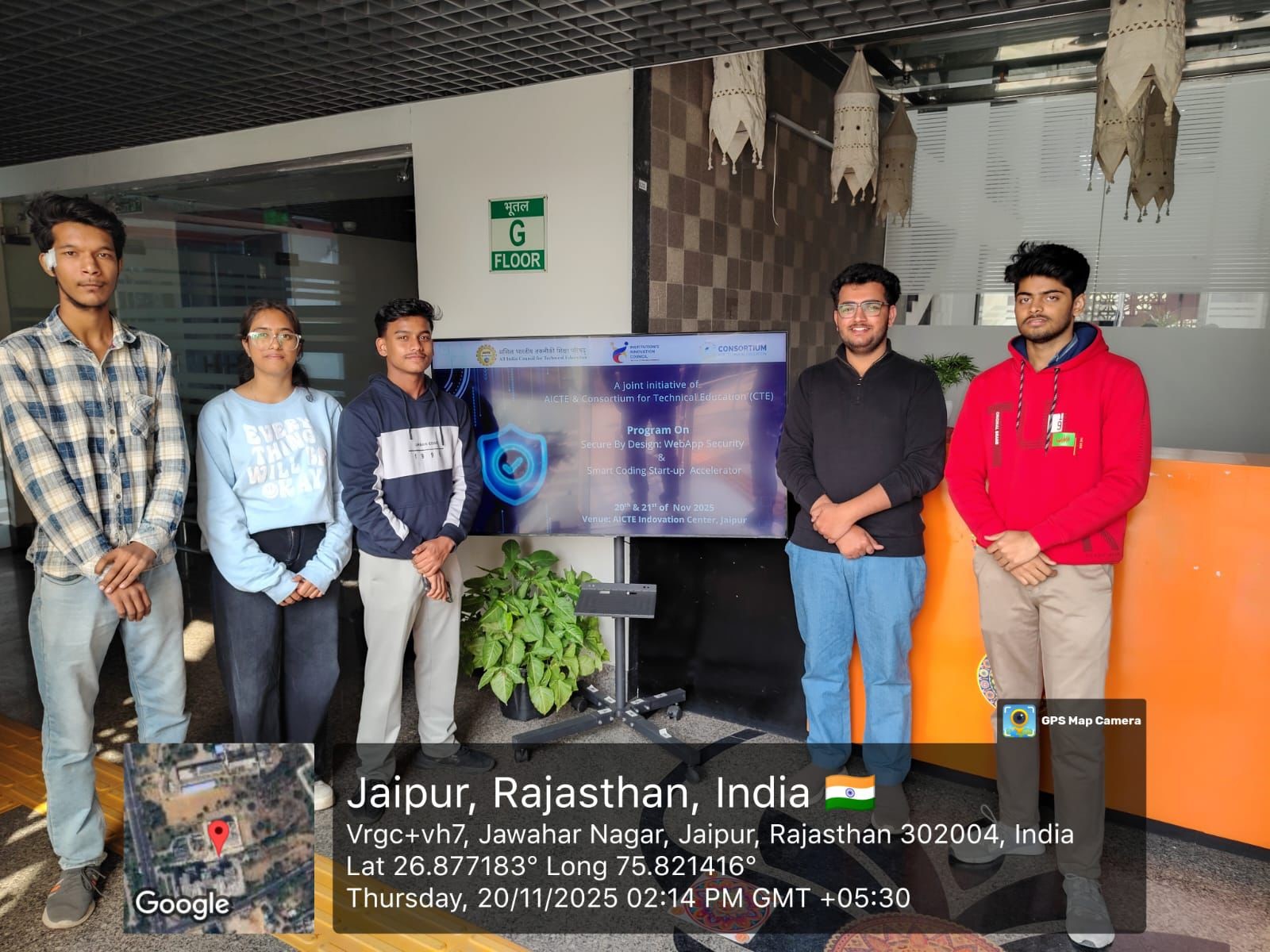 Our BSc students and Nimisha Singh, attended a two-day workshop on “Secure by Design: A Startup Accelerator on Web Application Security & Smart Coding Practices” held at the AICTE Indovation Centre.