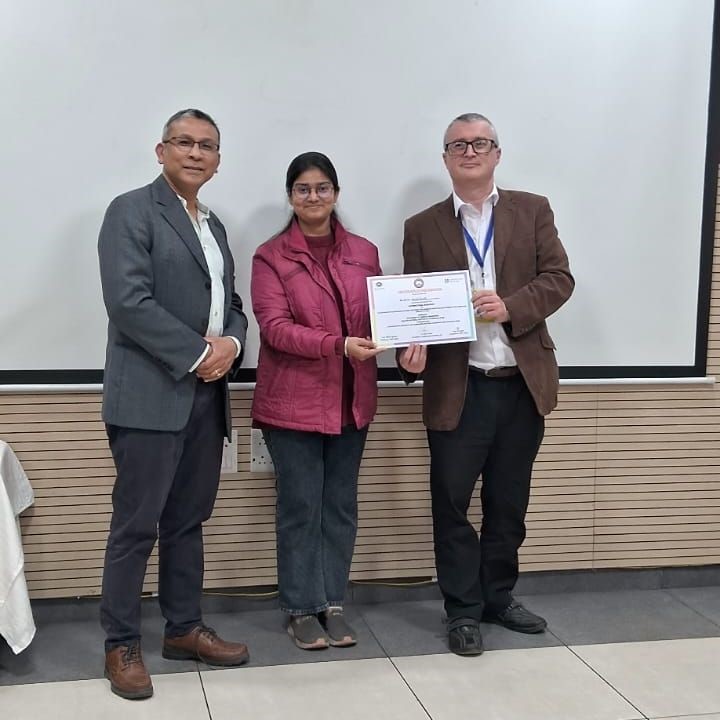 Anjali Pandit (Research Assistant) and our student Khemraj Choudhary (BSc V Sem) represented BIBT at the international conference on “Decentralised Biochar Based Effluent Treatment for Handmade Paper Circular Economy” held in MNIT, Jaipur. They explored cutting-edge research, networked with experts, and showcased BIBT’s commitment to innovation, sustainability, and hands-on learning.