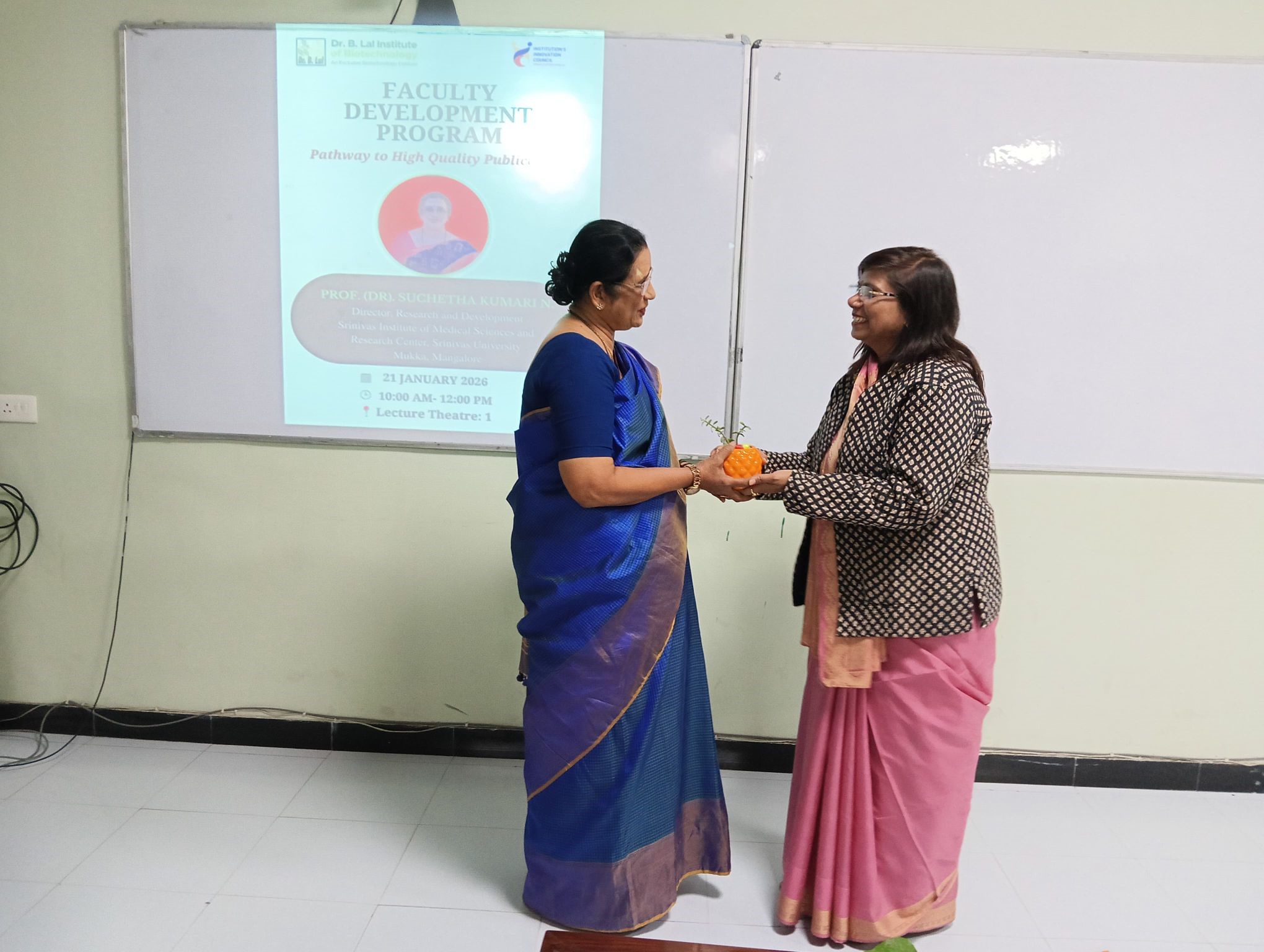 The RD&I Department and Institution’s Innovation Council (IIC) of BIBT successfully organised a Faculty Development Program on “Pathway to High Quality Publication.” The session was expertly led by Prof. (Dr.) Suchetha Kumari N, Director – Research & Development, Srinivas Institute of Medical Sciences and Research Centre, Srinivas University, Mangalore.