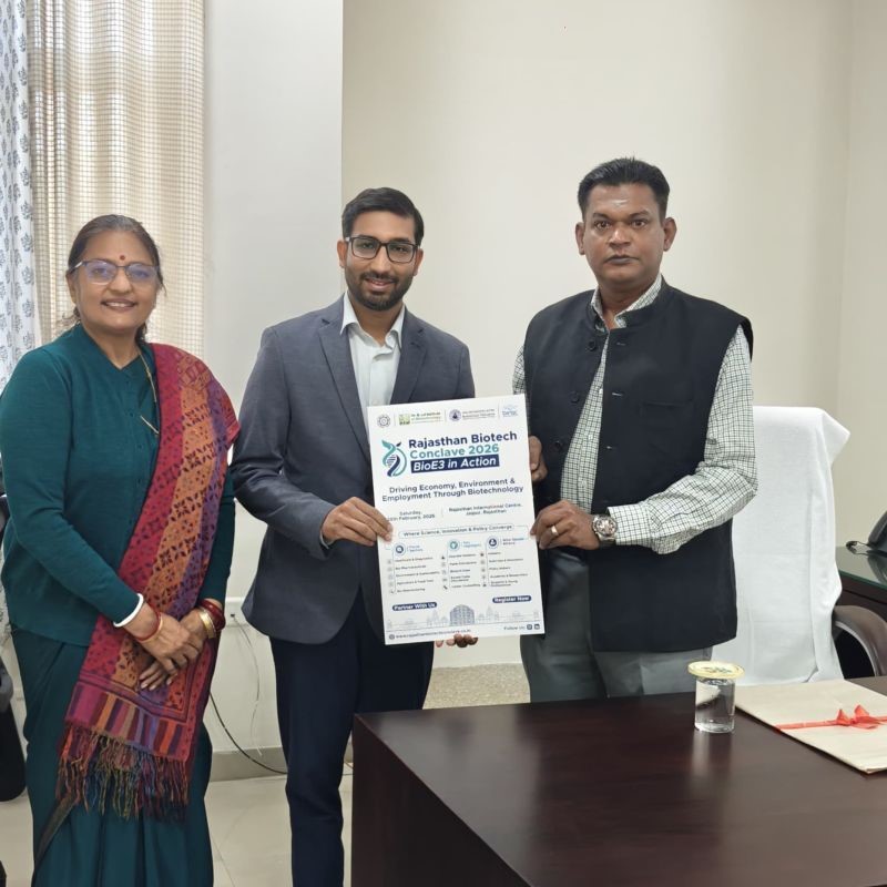 We had the privilege of having the official poster of Rajasthan Biotech Conclave 2026 unveiled by Shri V. Saravana Kumar, Secretary, Department of Science and Technology, Government of Rajasthan, at his office.