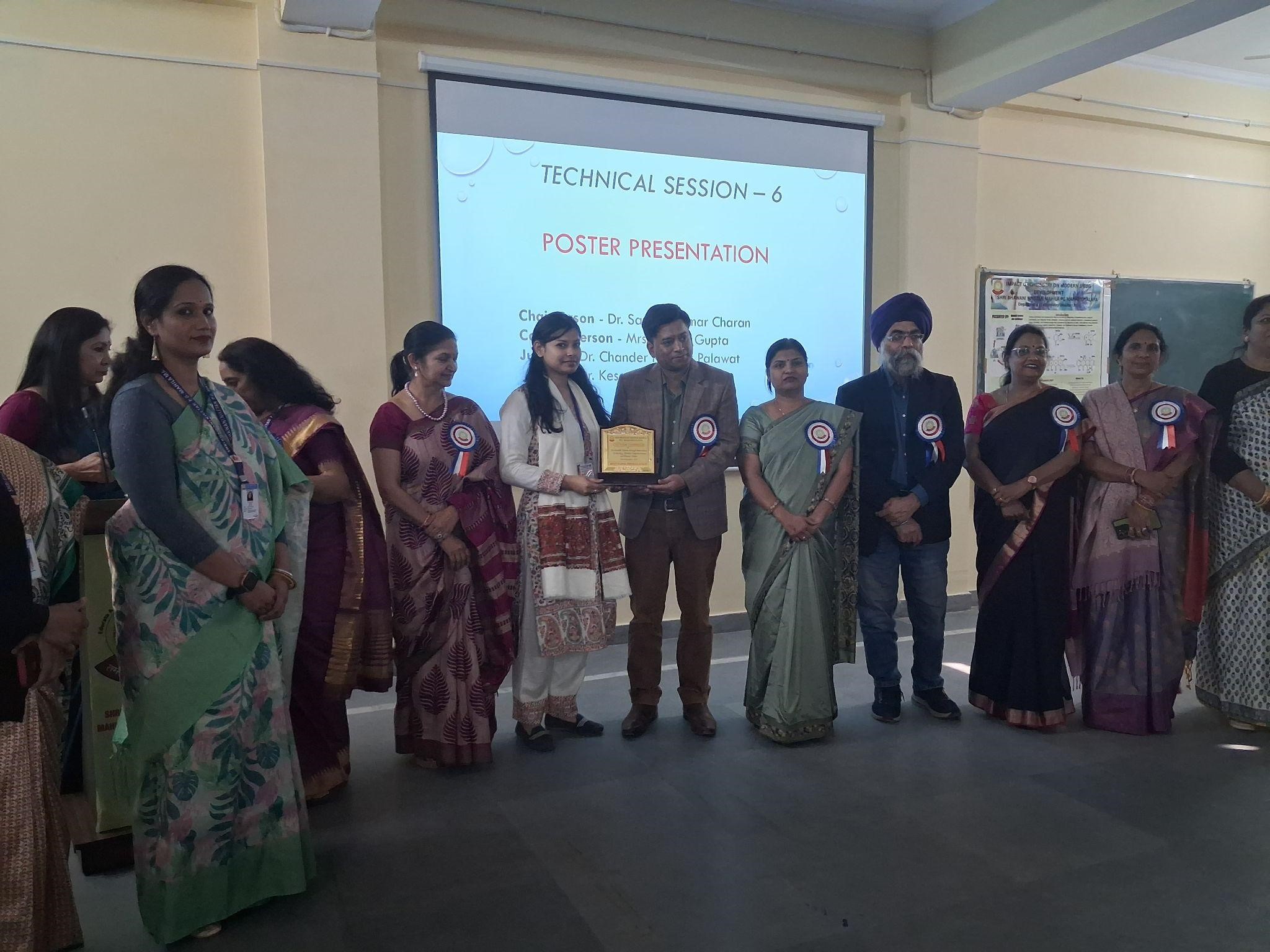 Proud moment for BIBT as our talented team made a remarkable mark at the two-day conference SWTITWEHV held at Shri Bhawani Niketan Mahila Mahavidyalaya, Jaipur. Rishita Parihar earned high accolades for her oral presentation, while Anushka Shukla clinched the 1st Best Poster Award, and Uma Mishra secured the 2nd Best Poster Award.