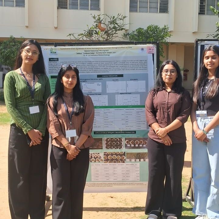 We are delighted to share that our MSc Biotechnology final-year students, Yashica Guleria and Kumkum Yadav, have jointly won the Best Poster Presentation Award at the International Conference on Chemistry for a Sustainable Future: From Molecules to Materials, organised by The IIS (Deemed to be) University- Formerly ICG.