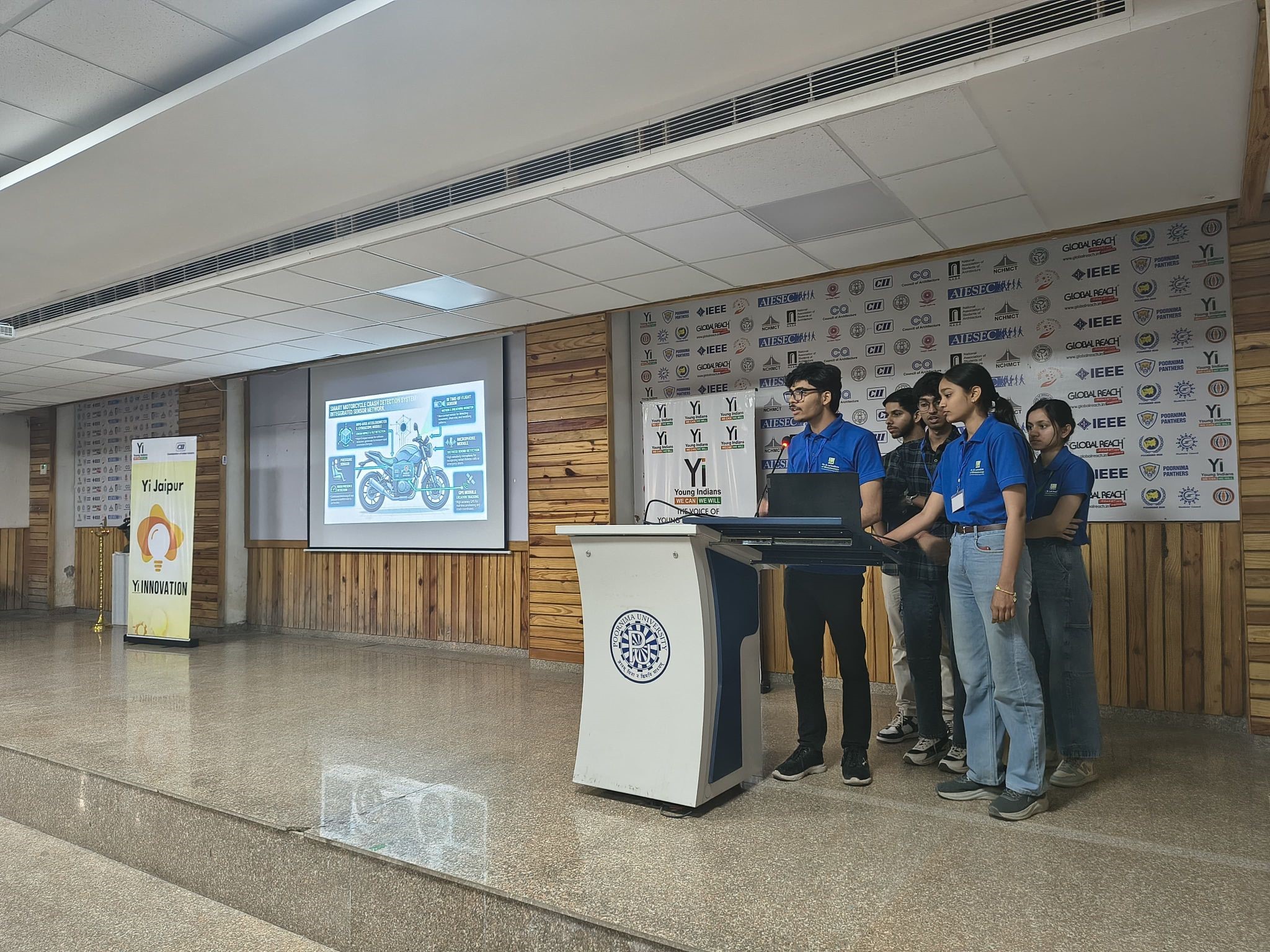 We are proud to announce that Yuvraj Singh Gaur and team emerged as winners, earning a prestigious spot in the Top 5 with their unique idea, “Safesafar – Uniguard,” at the Yi Jaipur hackathon.