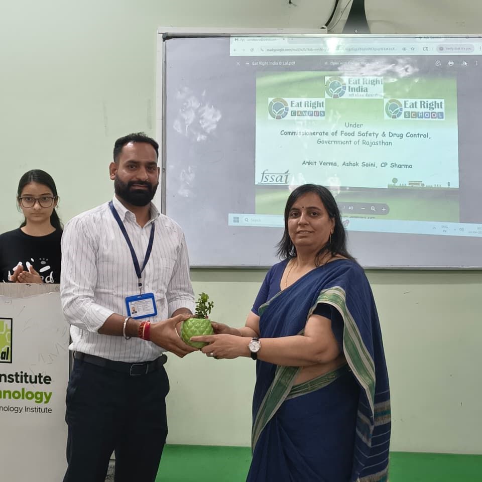 The "Eat Right" session by NIRAMAYA Rajasthan was successfully conducted by our dedicated Food Safety Officers (FSO) along with our proud alumnus, Mr. Ashok Saini. The session offered valuable insights into balanced diets, food hygiene, and making healthier food choices, leaving students more aware and inspired to adopt better eating habits.