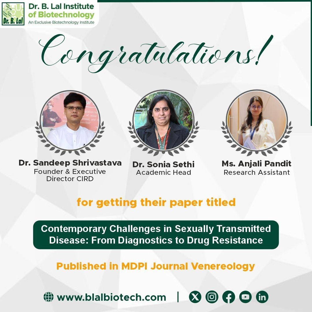 We are delighted to share that the latest review article authored by Ms. Anjali Pandit, Dr Sandeep K. Shrivastava, and Dr. Sonia Sethi was published in the open-access MDPI journal Venereology.