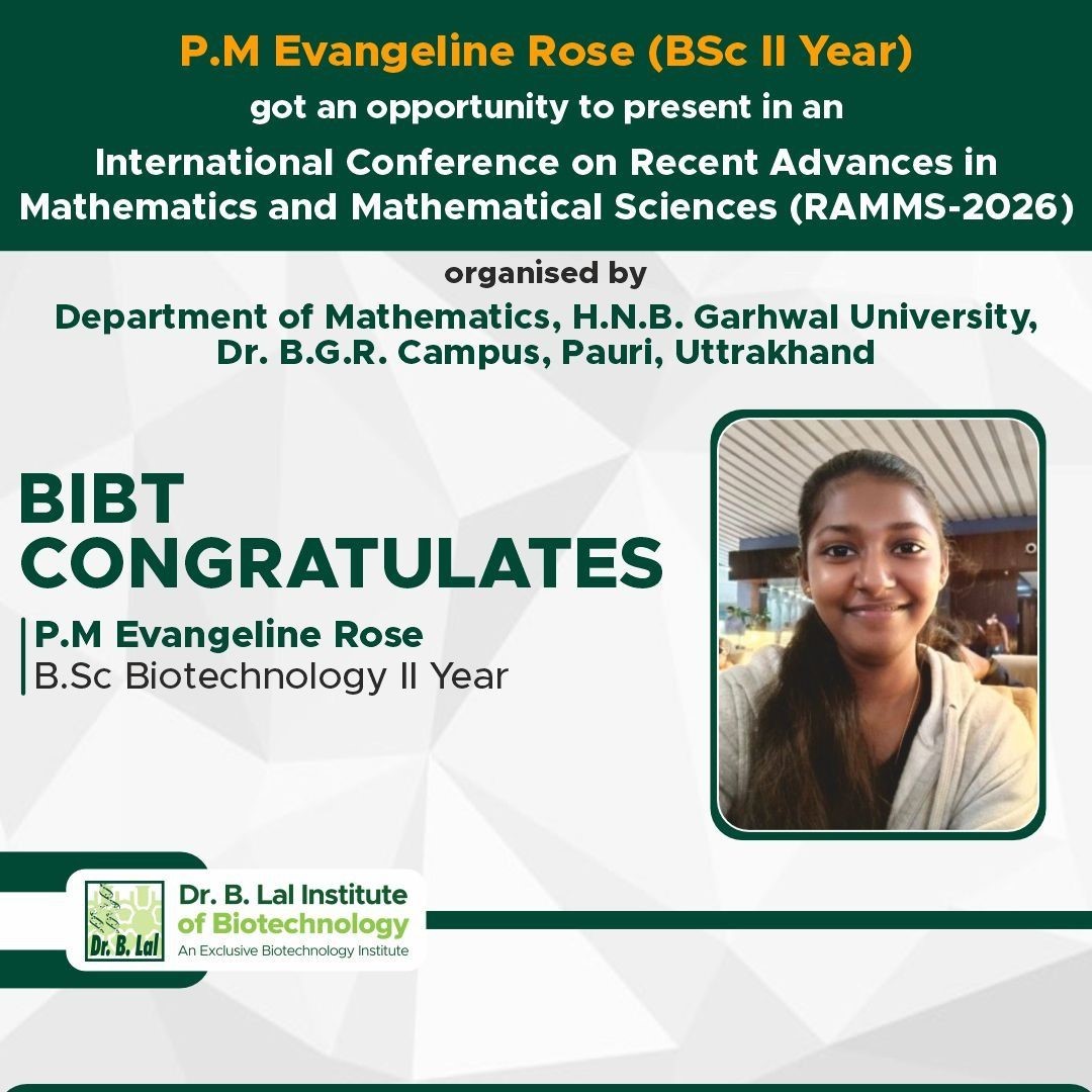 Congratulating P.M Evangelein Rose for achieving another remarkable academic milestone. After building a strong academic connection during her internship under a professor at JNU, Delhi, following her BSc 1st Year, she has now earned the opportunity to present at an international conference.
