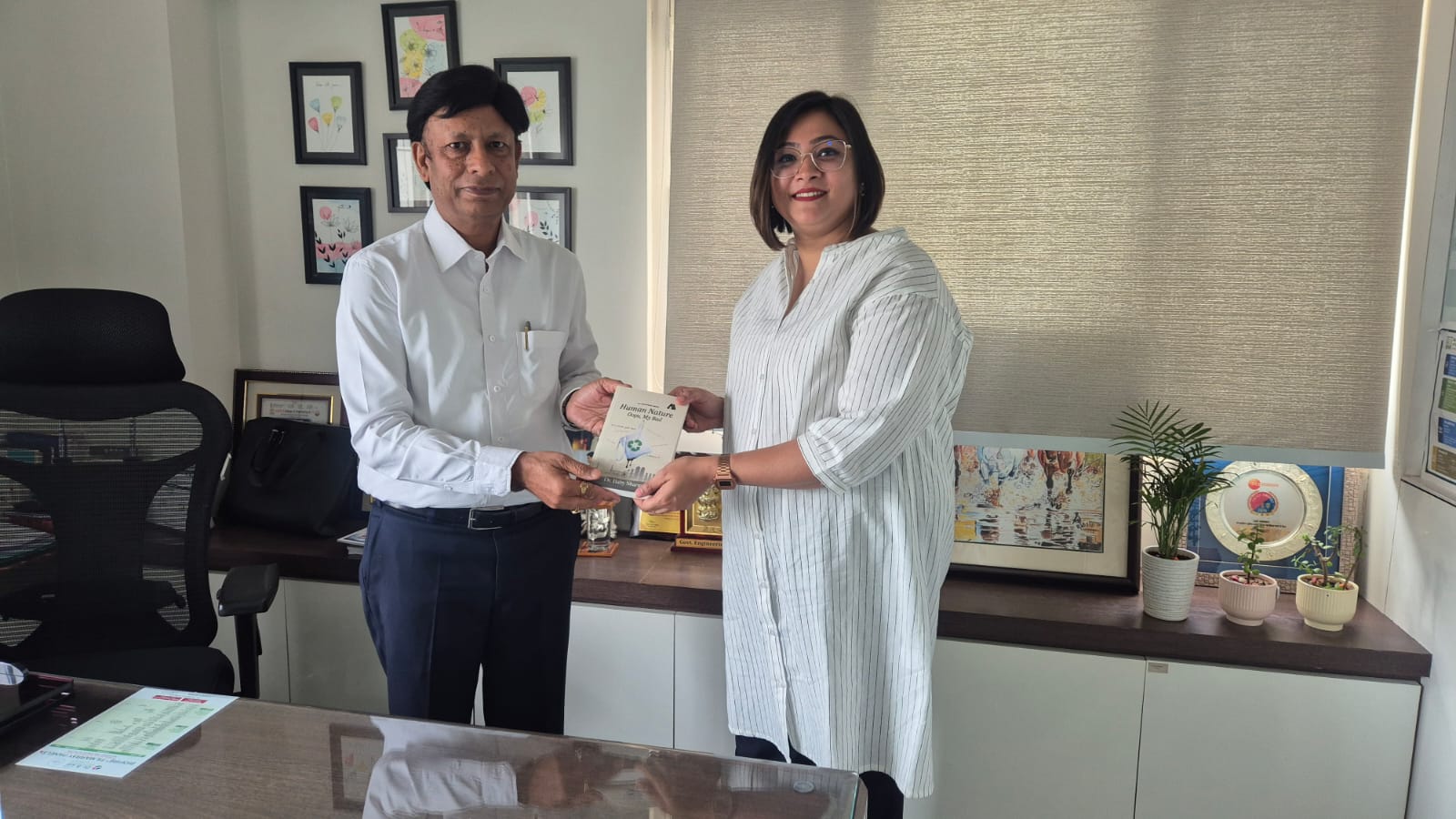 Our distinguished alumna, Dr. Baby Sharma Sharma has achieved a remarkable milestone with the publication of her first book, "Human Nature: Oops, My Bad.” Dr. Baby Sharma visited the campus today and shared her excitement by presenting a copy of her book to our respected Chairman & Founder, Dr. B. Lal Gupta Sir, along with Saksham Gupta Sir, Dr. Aparna Datta Ma'am, and Dr. Sonika Saxena Ma'am.