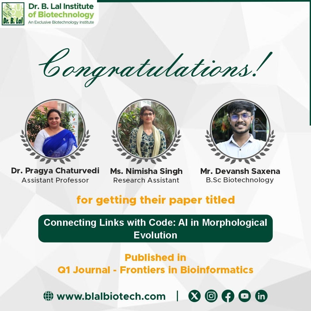 The Research Development & Innovation (RD&I) department of BIBT is delighted to share the publication of our latest review article in Frontiers in Bioinformatics, a prestigious Q1 journal with an Impact Factor of 3.6. This publication is the outcome of the dedicated efforts of Dr Pragya Chaturvedi, Nimisha Singh, and our BSc student Devansh Saxena.