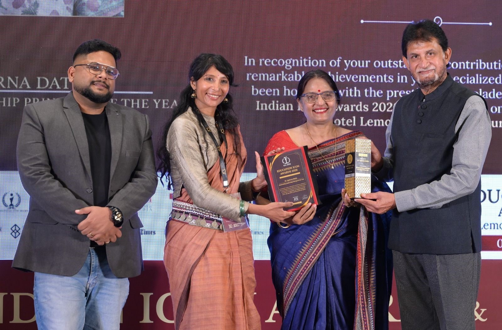 We are delighted to share that Dr. Aparna Datta, Executive Director & Principal, has been honoured with the "Outstanding Leadership Principal of the Year" award at the Education Icon Awards 2026, organised by Adreneur Consultancy Solutions. This prestigious recognition is a testament to her visionary leadership, unwavering dedication to academic excellence, and remarkable contributions to advancing biotechnology education, research, and innovation.
