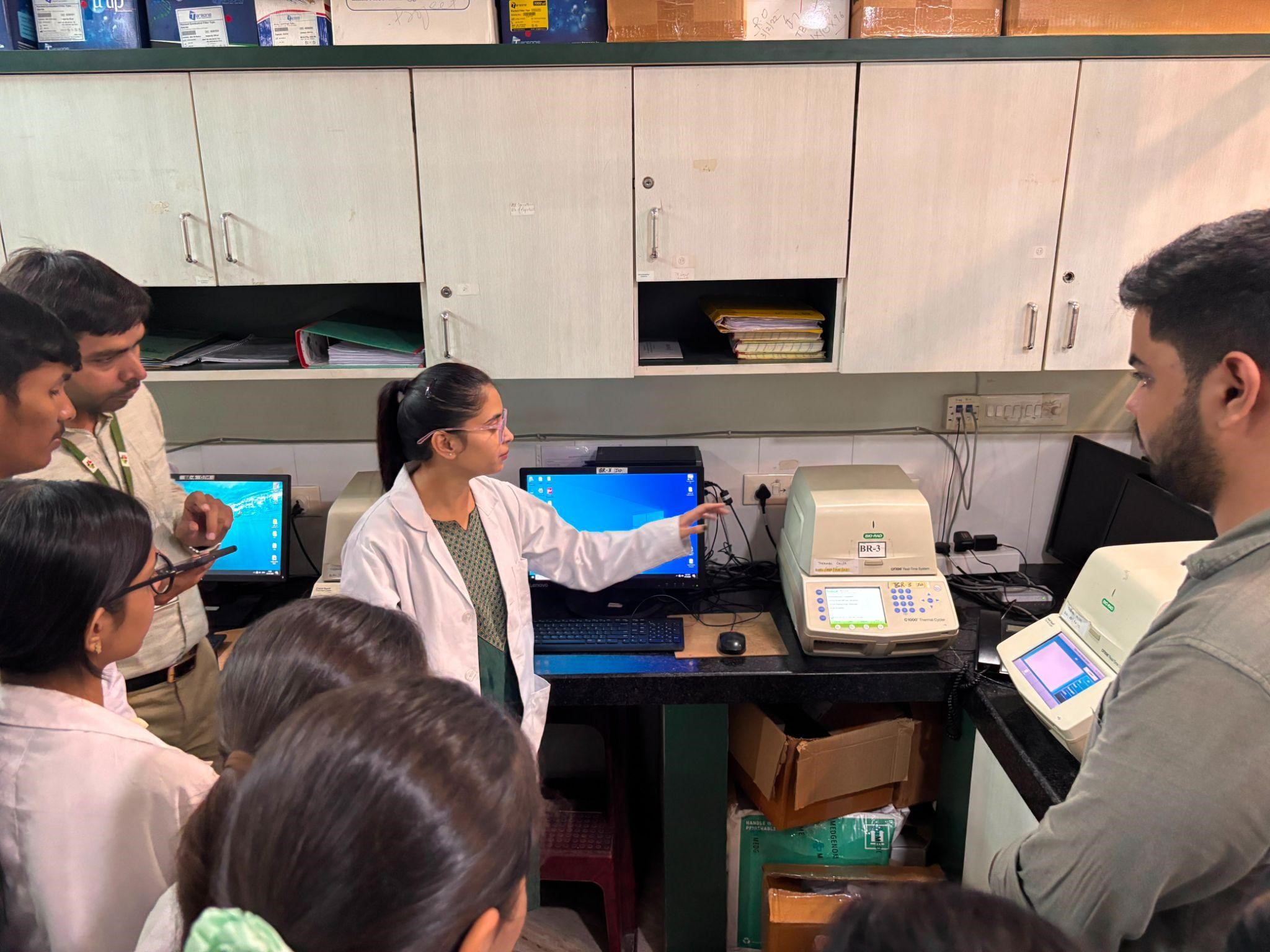 Our BSc Biotechnology students recently participated in an RT-PCR Workshop that gave them valuable exposure to one of the most widely used techniques in modern biotechnology, research, and diagnostics. The session began with an insightful demonstration by Dr Aditi Nag, helping students understand the RT-PCR instrument, its functioning, and the workflow involved. Learning then moved from theory to hands-on practice, with Dr Sandeep K. Shrivastava and Dr Rajendra Ola Ola guiding students through the technique's practical aspects.